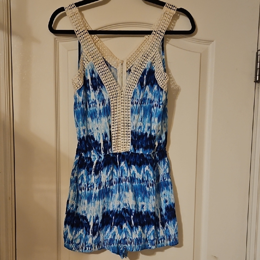 Charlotte Russe Blue and White Romper